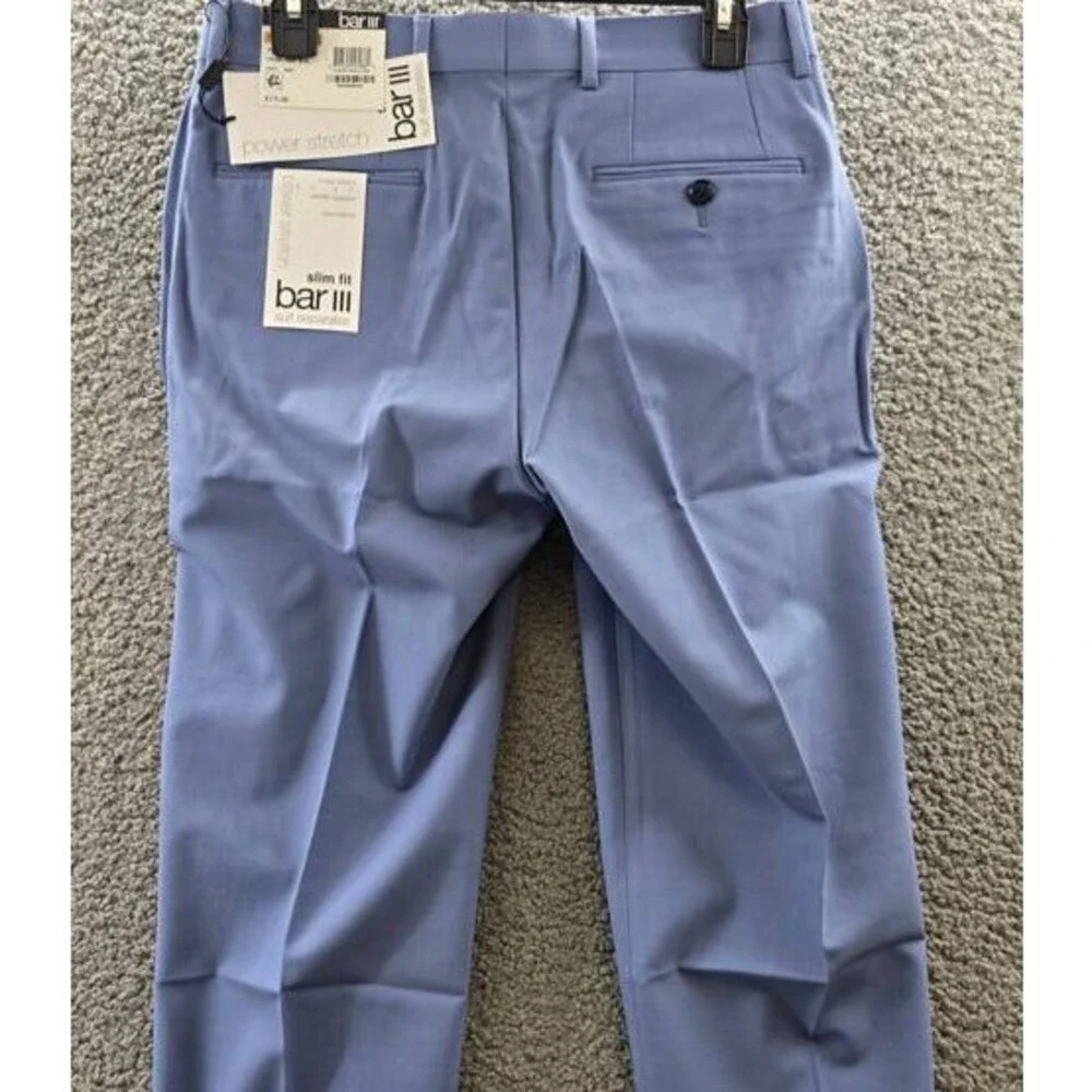Bar III Wool Blend Slim-Fit Suit Pants Men's 29X30 Light Blue Button Closure